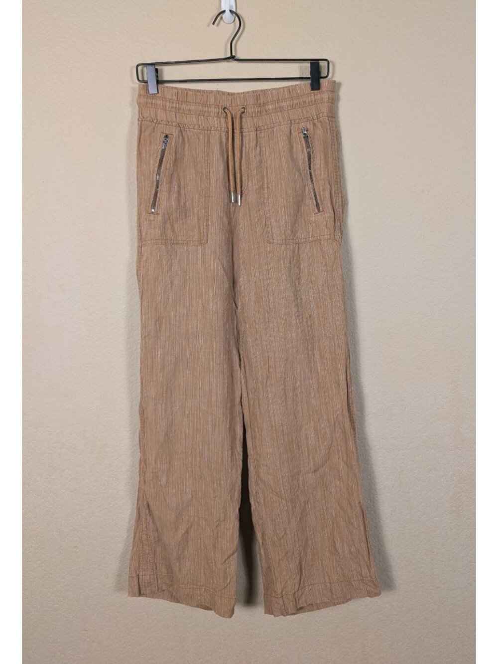 Athleta Cabo linen Textured wide leg pant size 4 womans pockets